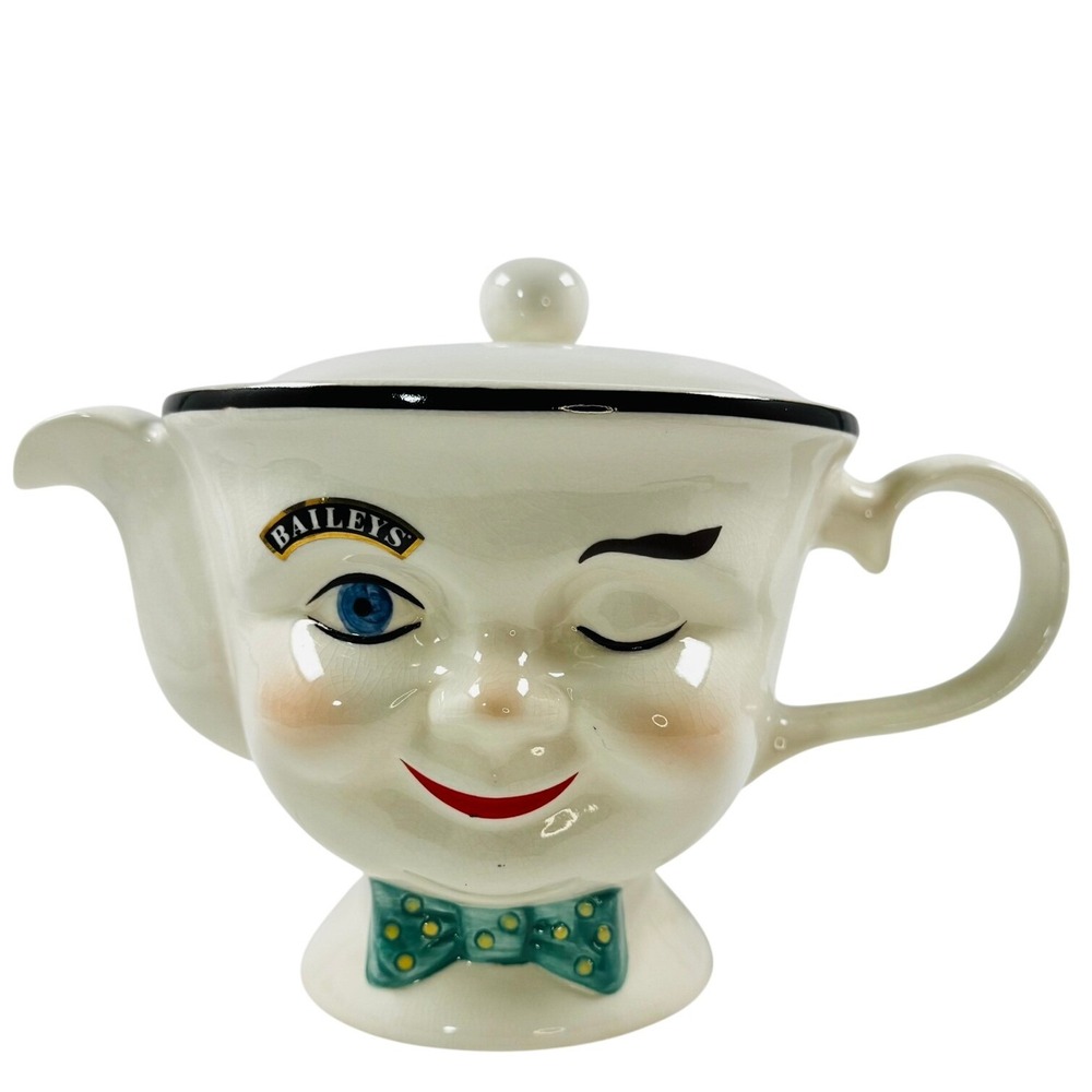 Rare Vintage Y2K Large Baileys Coffee Tea Pot Winking Face Yum Ceramic Ltd Editn